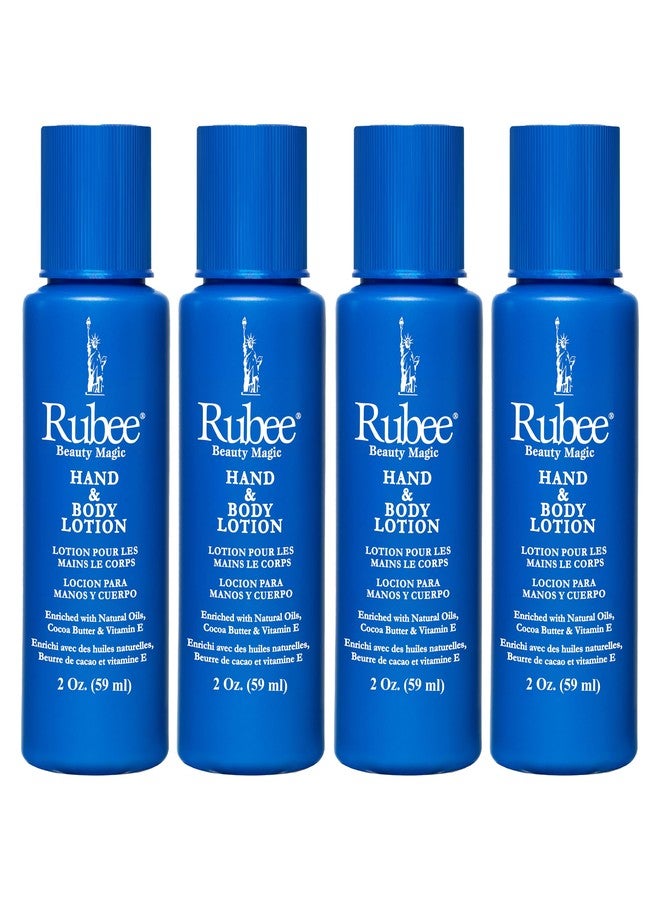 ريوبي لوشن روبي للجسم واليدين - عبوة من 4 لوشن غير دهني للنساء والرجال - 2 أونصة من لوشن زبدة الكاكاو للبشرة شديدة الجفاف - مرطب بمستخلصات عشبية وفيتامين هـ - Image 1